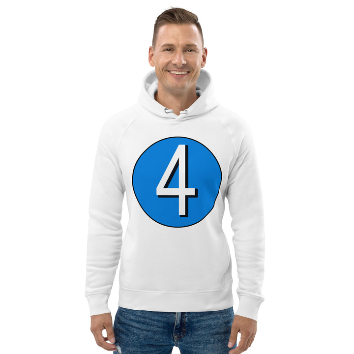 Unisex pullover hoodie: White on Blue 4