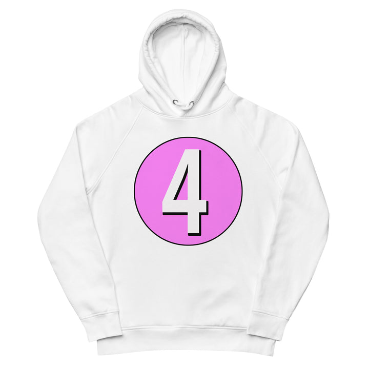 Unisex pullover hoodie: White on Pink 4