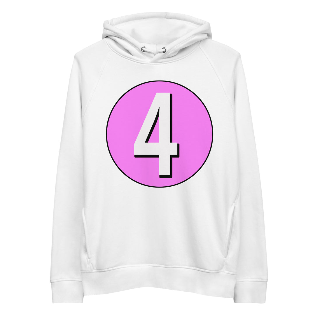 Unisex pullover hoodie: White on Pink 4