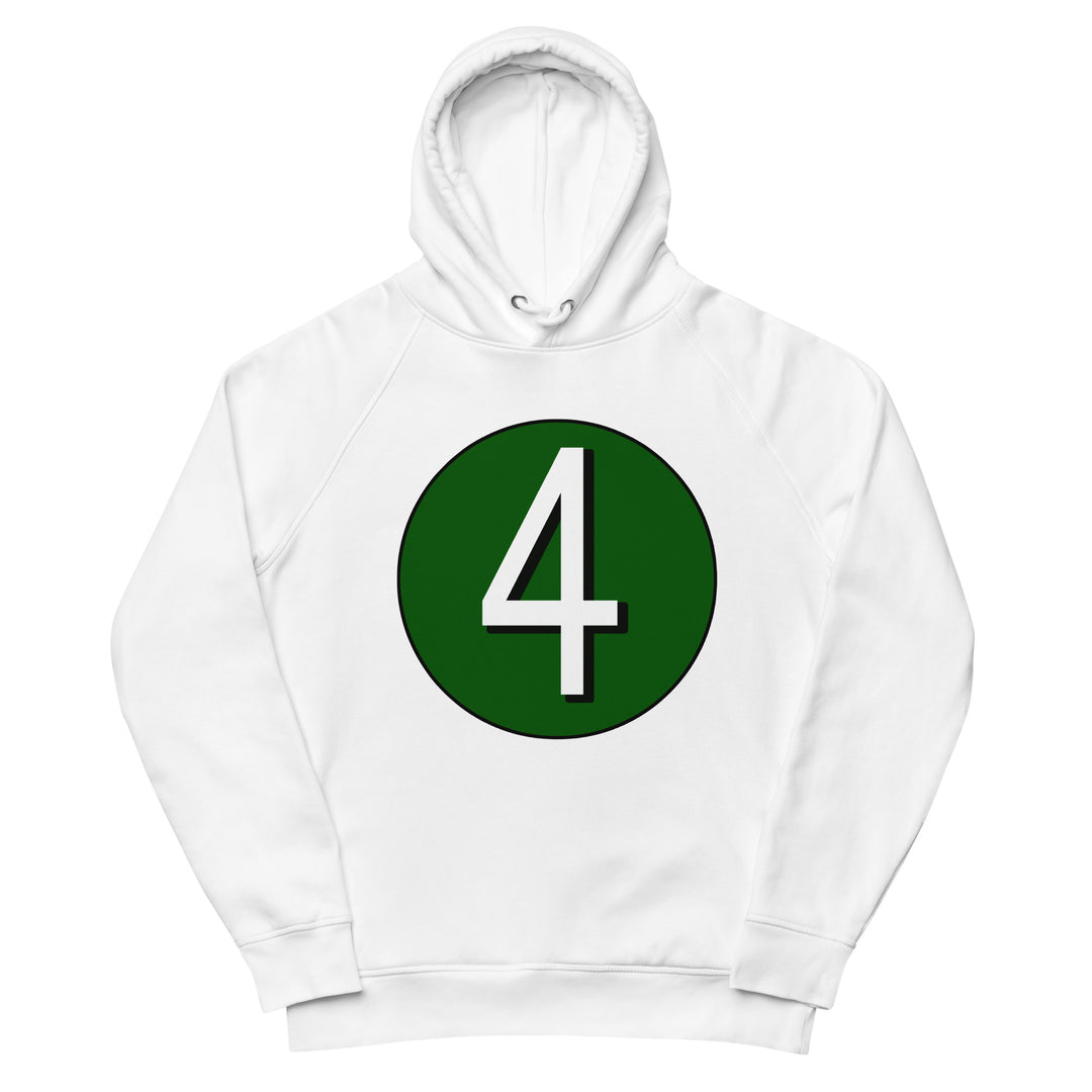 Unisex pullover hoodie: White on Hunter Green 4