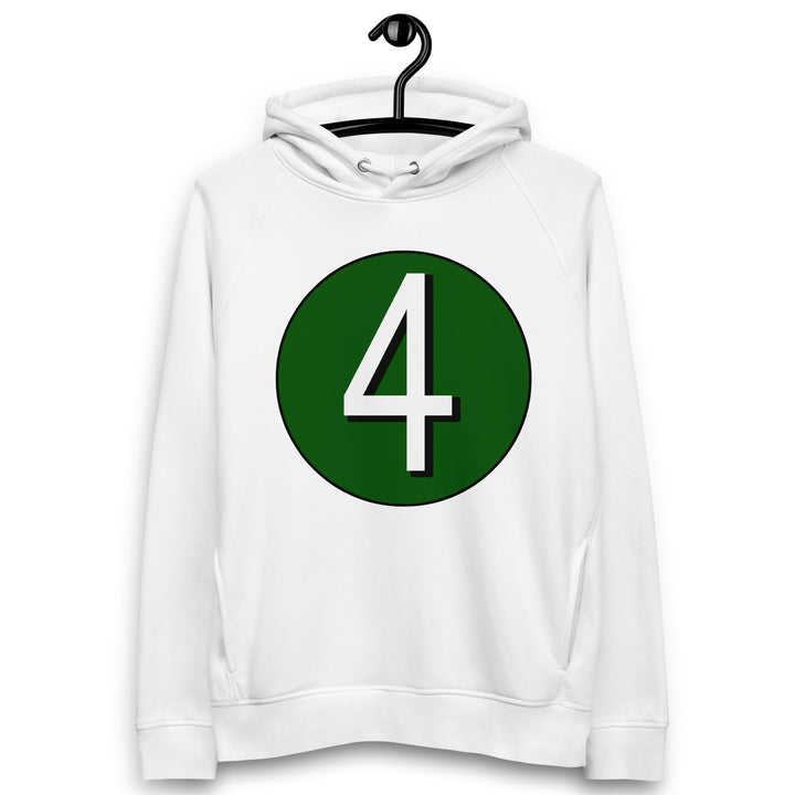 Unisex pullover hoodie: White on Hunter Green 4