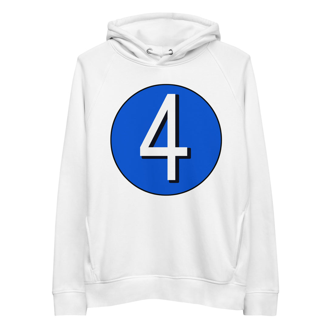 Unisex pullover hoodie: White on Periwinkle 4