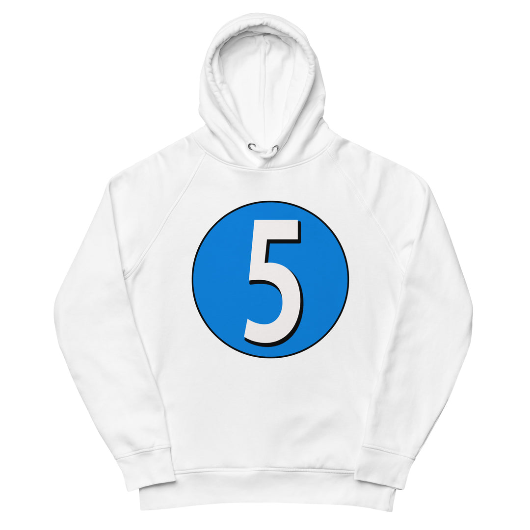 Unisex pullover hoodie: White on Blue 5