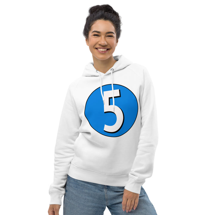 Unisex pullover hoodie: White on Blue 5