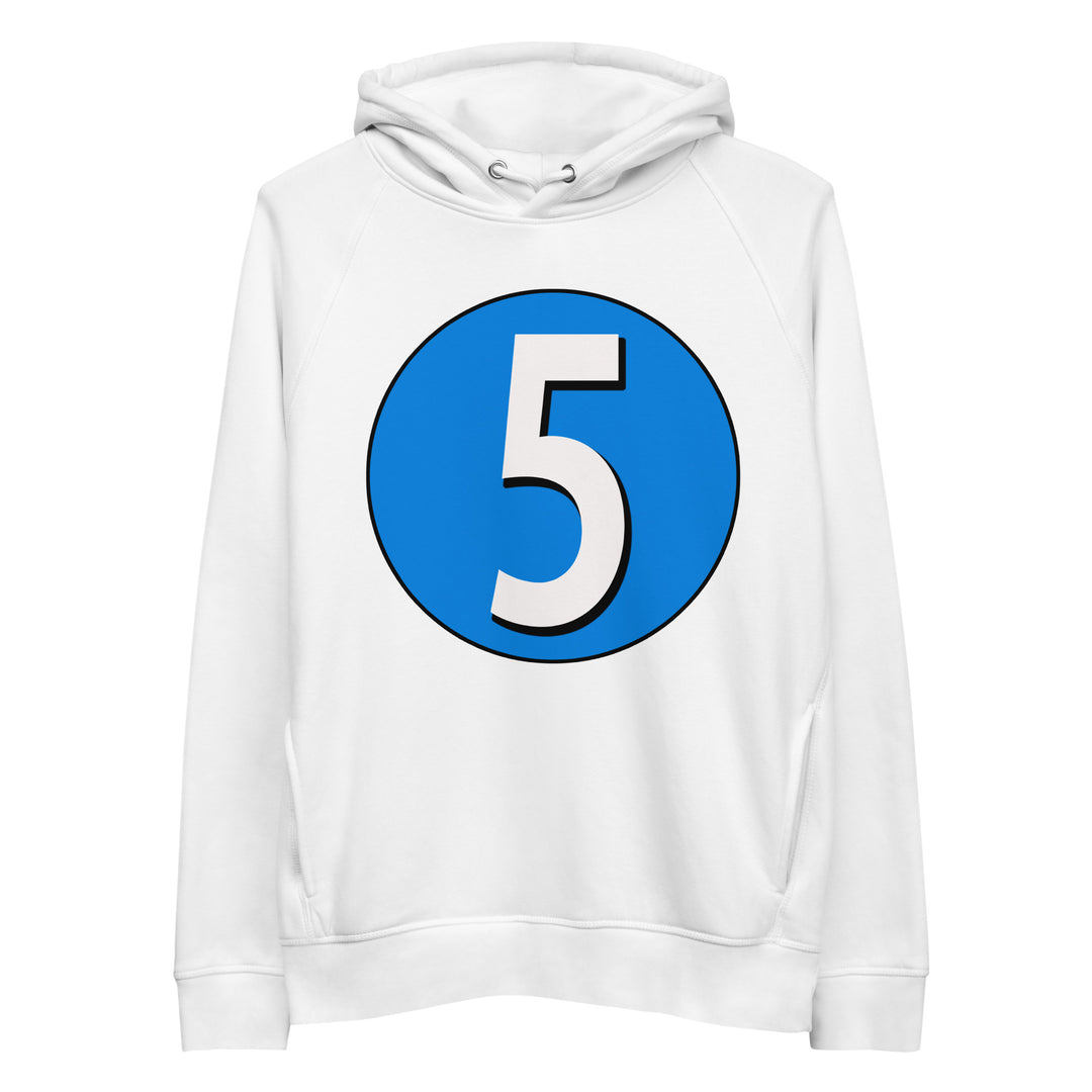 Unisex pullover hoodie: White on Blue 5