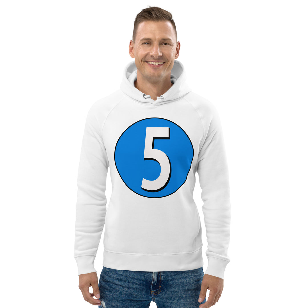 Unisex pullover hoodie: White on Blue 5