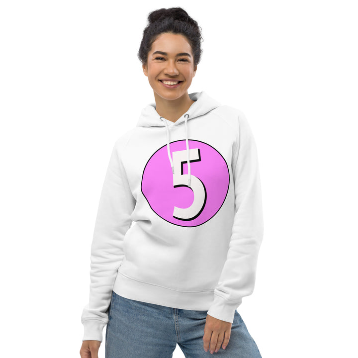 Unisex pullover hoodie: White on Pink 5