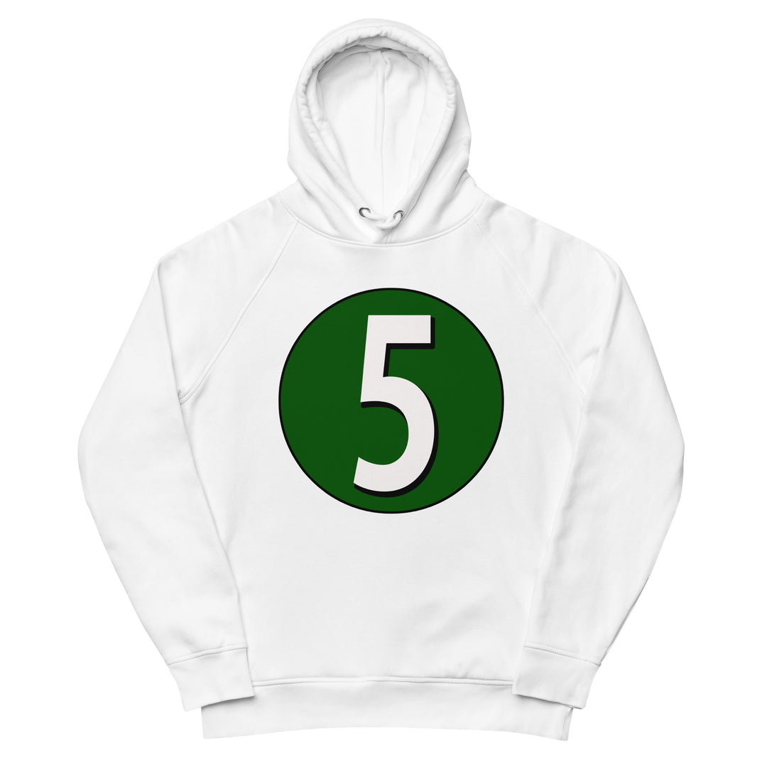 Unisex pullover hoodie: White on Hunter Green 5