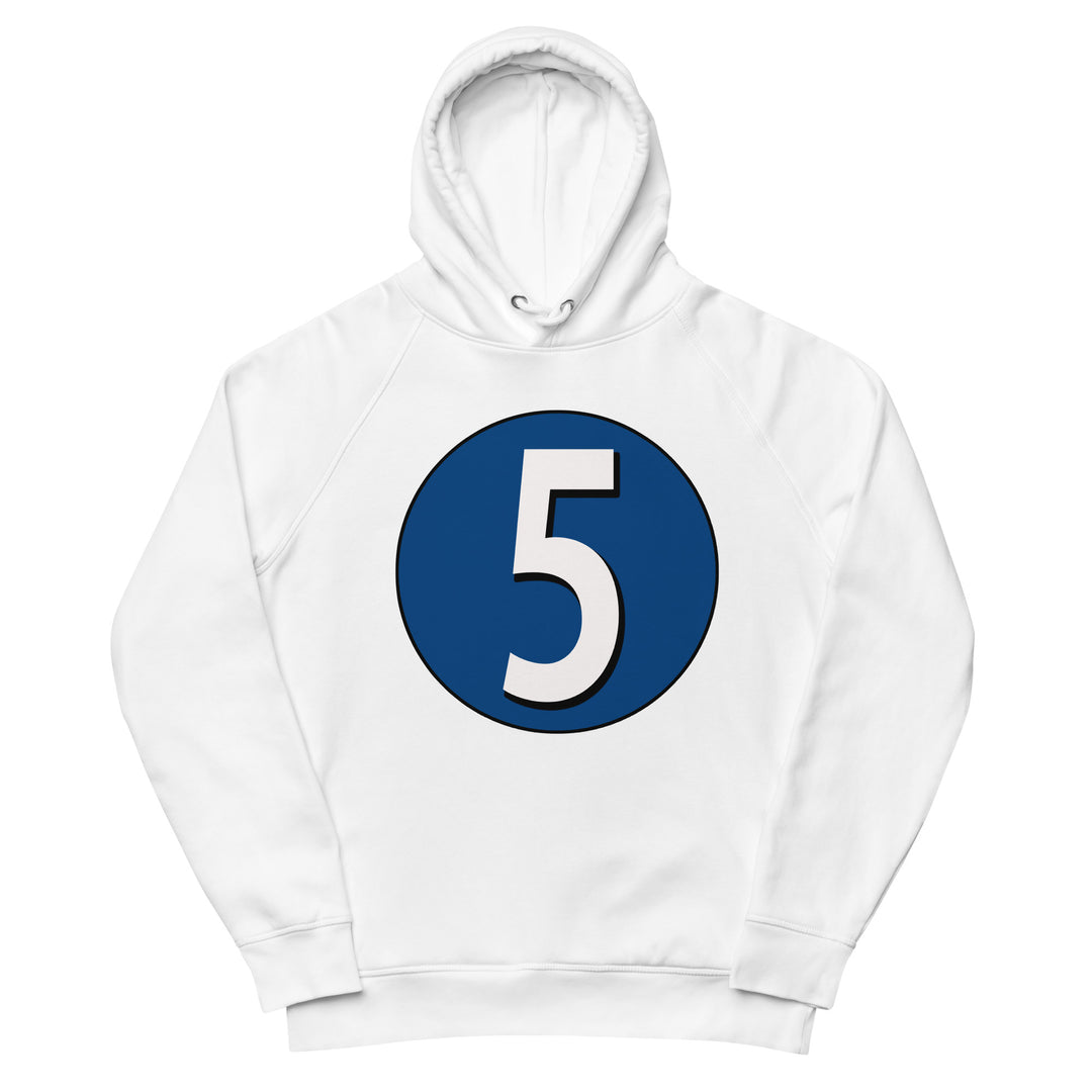 Unisex pullover hoodie: White on Navy Blue 5