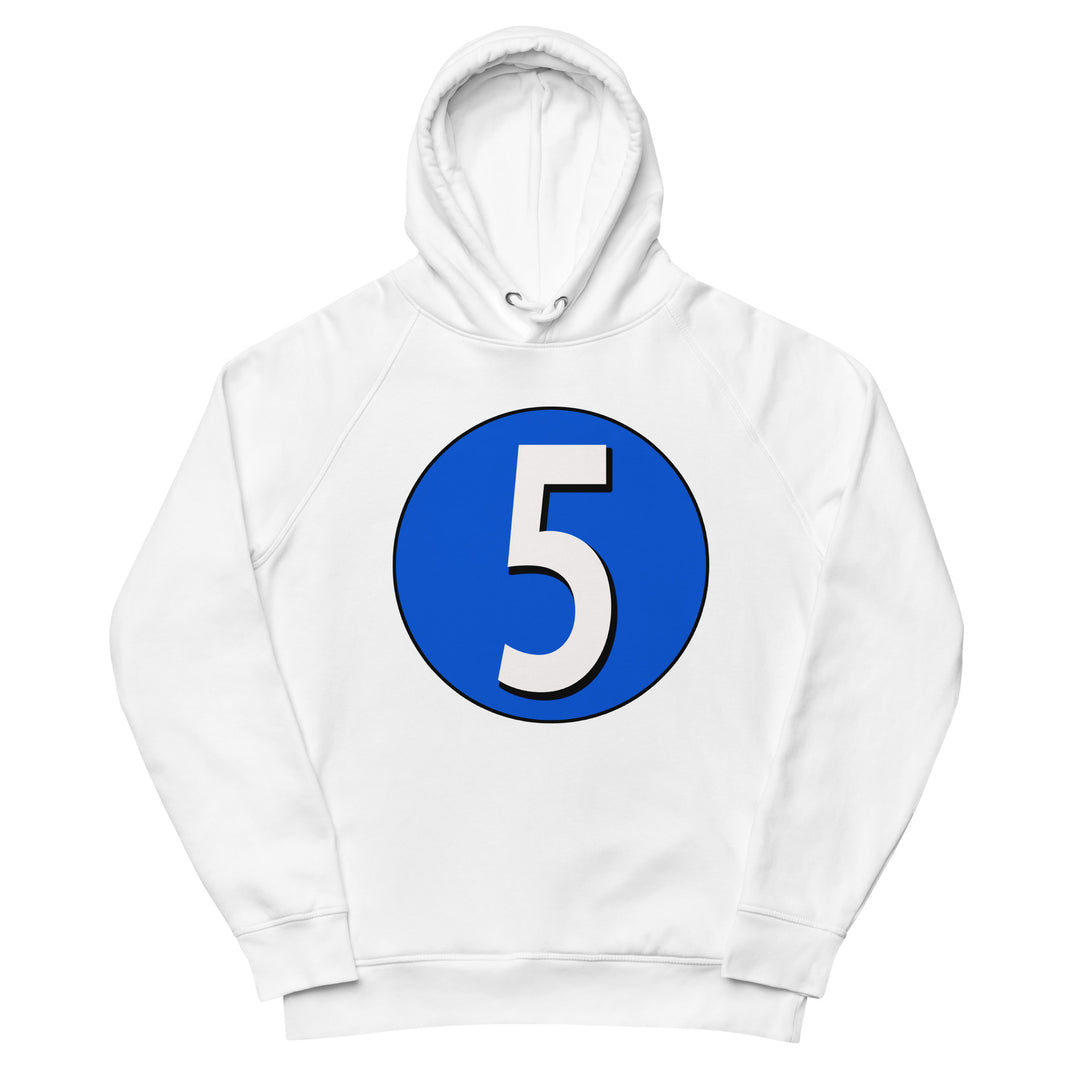 Unisex pullover hoodie: White on Periwinkle 5