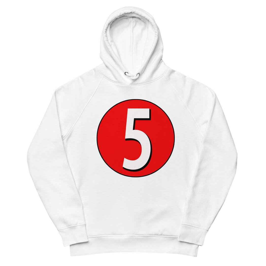 Unisex pullover hoodie: White on Red 5