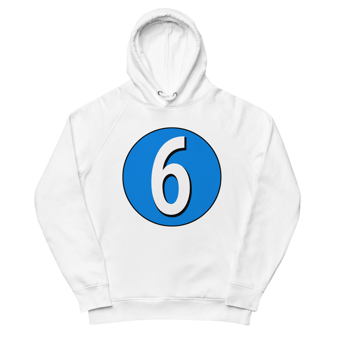 Unisex pullover hoodie: White on Blue 6