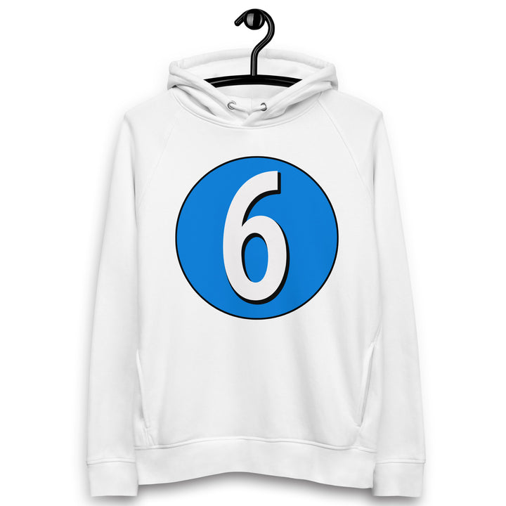 Unisex pullover hoodie: White on Blue 6