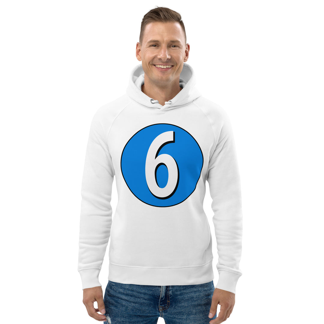 Unisex pullover hoodie: White on Blue 6