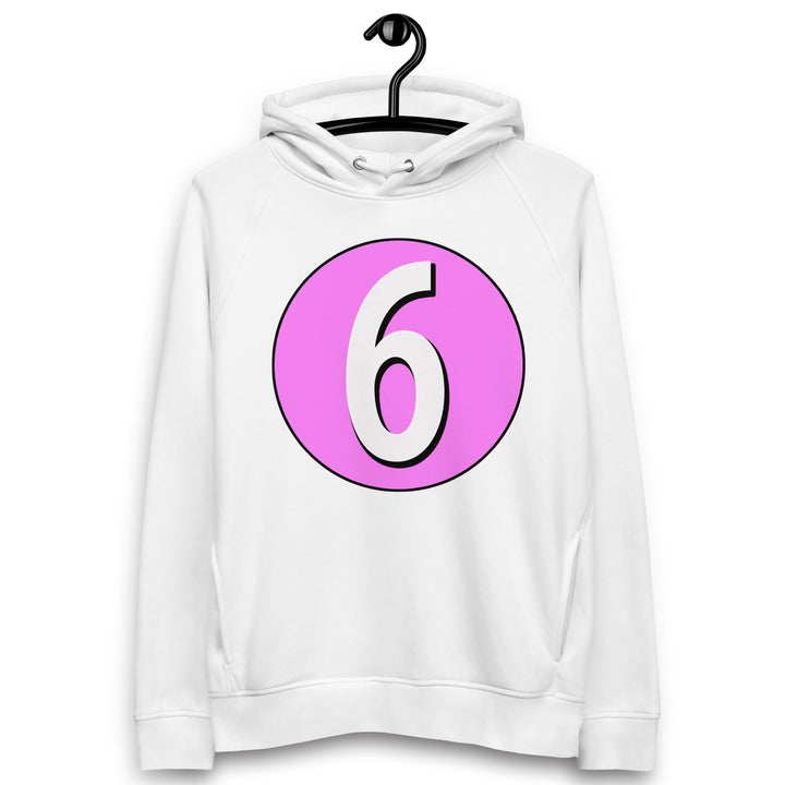 Unisex pullover hoodie: White on Pink 6