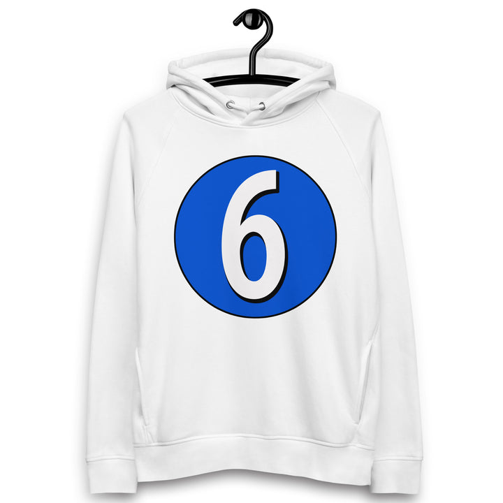 Unisex pullover hoodie: White on Periwinkle 6