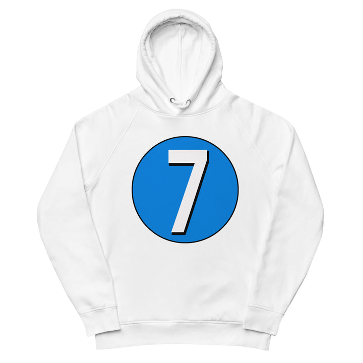 Unisex pullover hoodie: White on Blue 7