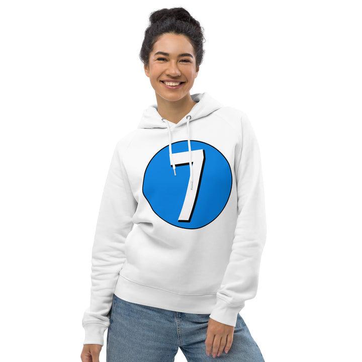 Unisex pullover hoodie: White on Blue 7