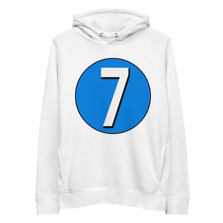 Unisex pullover hoodie: White on Blue 7