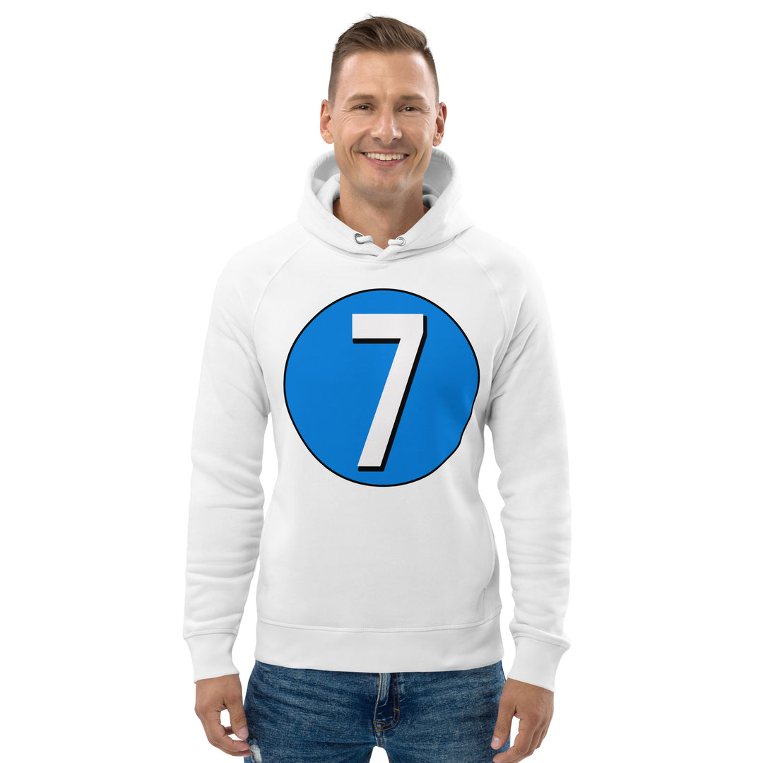 Unisex pullover hoodie: White on Blue 7