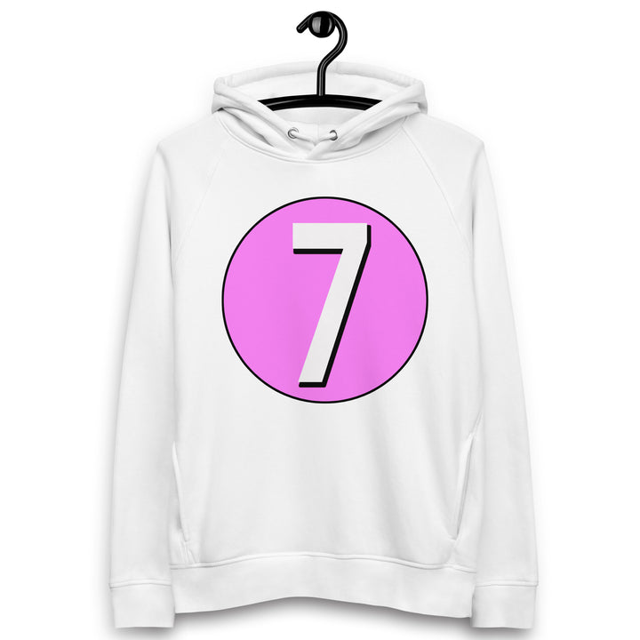 Unisex pullover hoodie: White on Pink 7