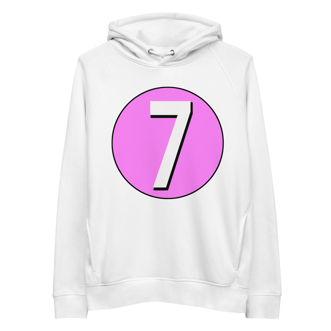 Unisex pullover hoodie: White on Pink 7