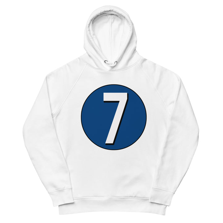 Unisex pullover hoodie: White on Navy Blue 7