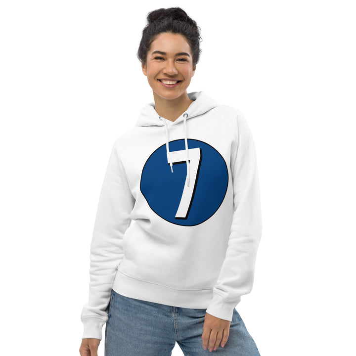 Unisex pullover hoodie: White on Navy Blue 7