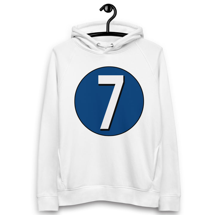 Unisex pullover hoodie: White on Navy Blue 7