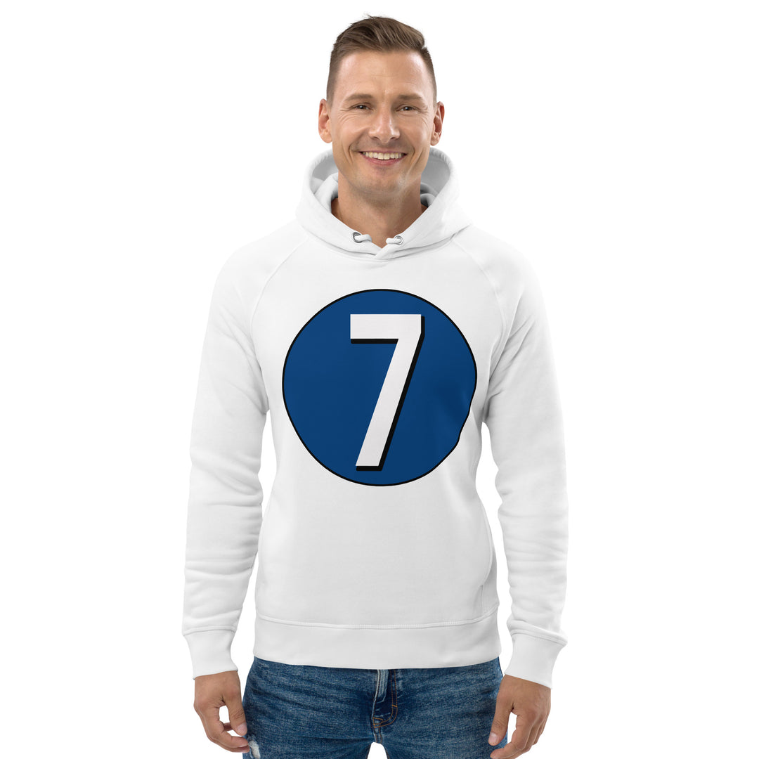 Unisex pullover hoodie: White on Navy Blue 7