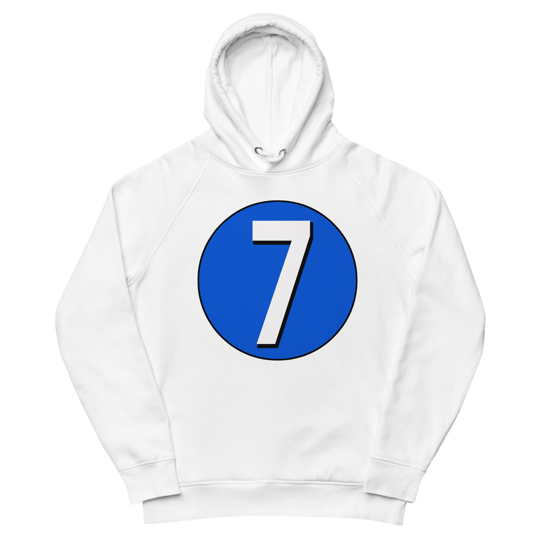 Unisex pullover hoodie: White on Periwinkle 7