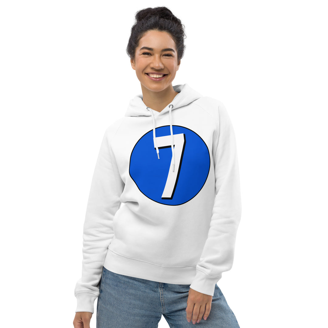 Unisex pullover hoodie: White on Periwinkle 7