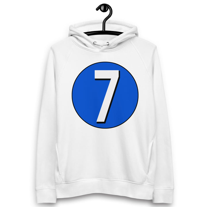 Unisex pullover hoodie: White on Periwinkle 7