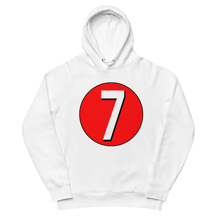 Unisex pullover hoodie: White on Red 7