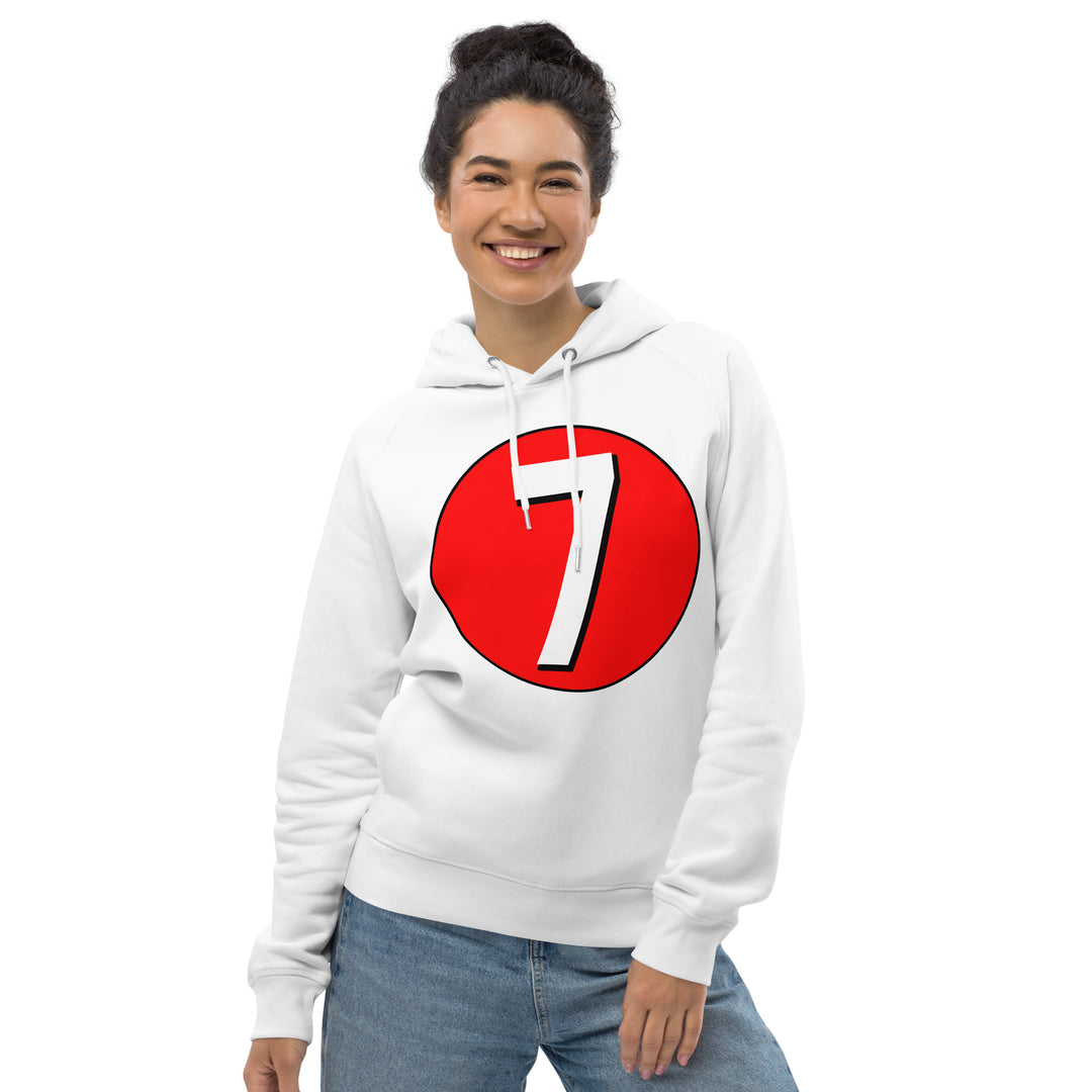 Unisex pullover hoodie: White on Red 7