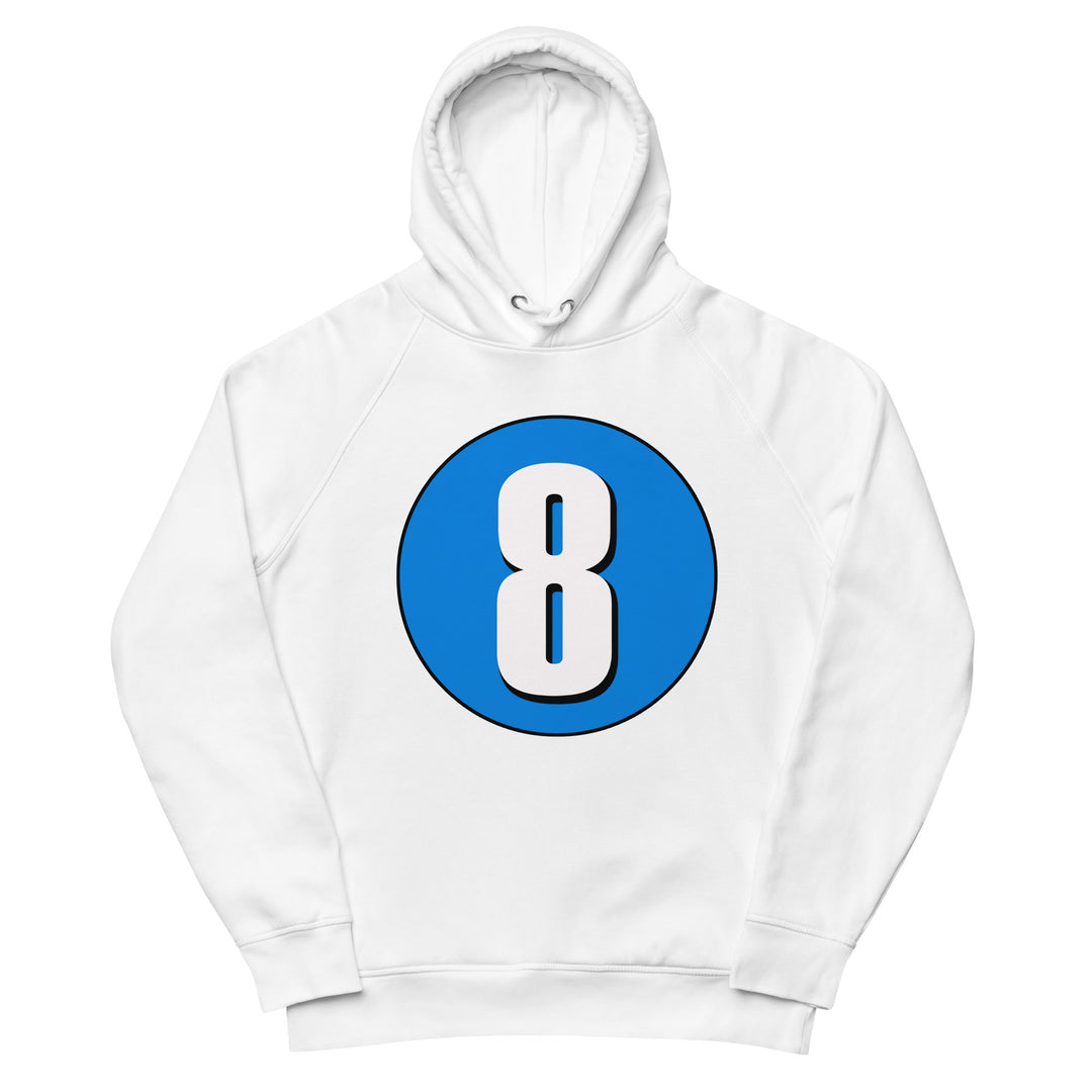 Unisex pullover hoodie: White on Blue 8