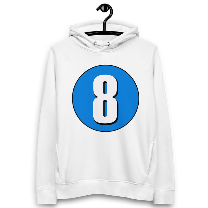 Unisex pullover hoodie: White on Blue 8