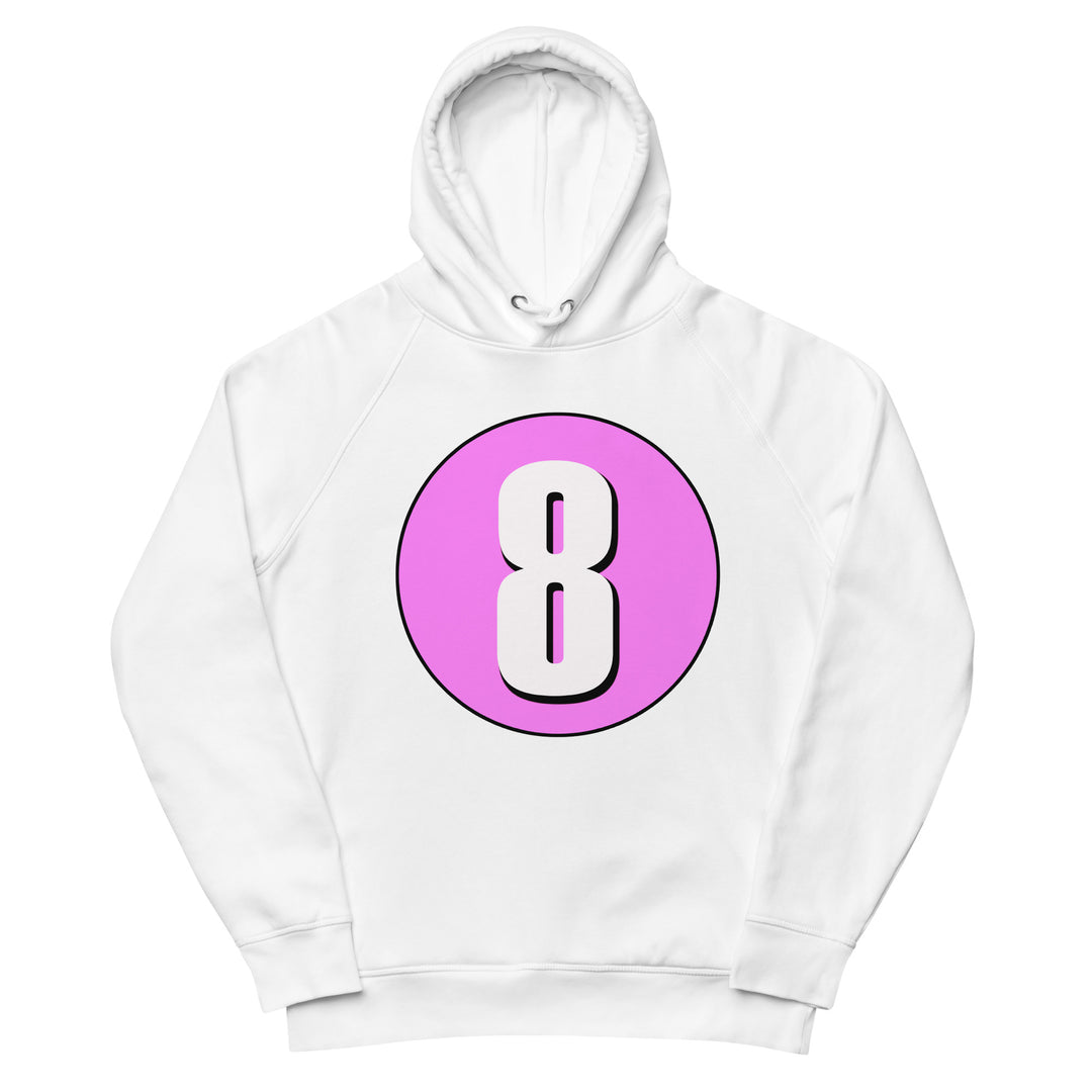 Unisex pullover hoodie: White on Pink 8