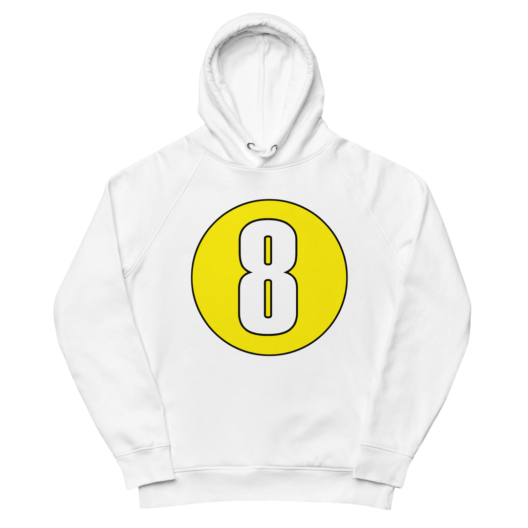 Unisex pullover hoodie: White on Yellow 8