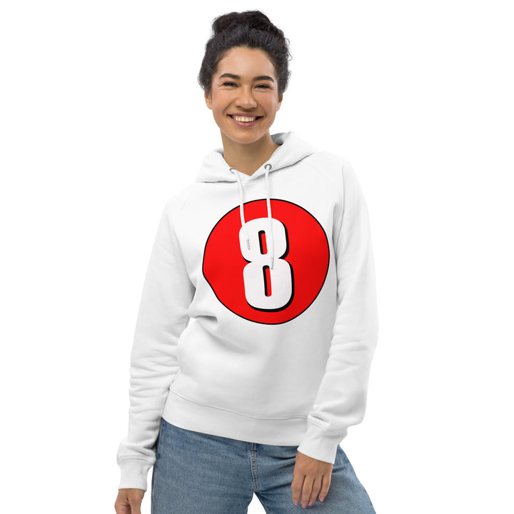 Unisex pullover hoodie: White on Red 8