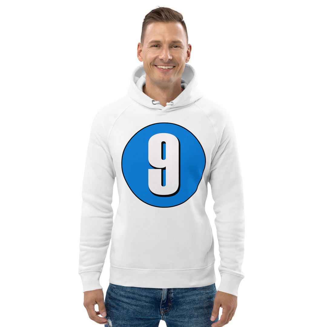 Unisex pullover hoodie: White on Blue 9