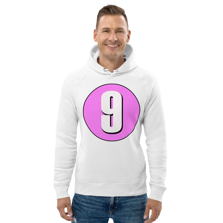 Unisex pullover hoodie: White on Pink 9