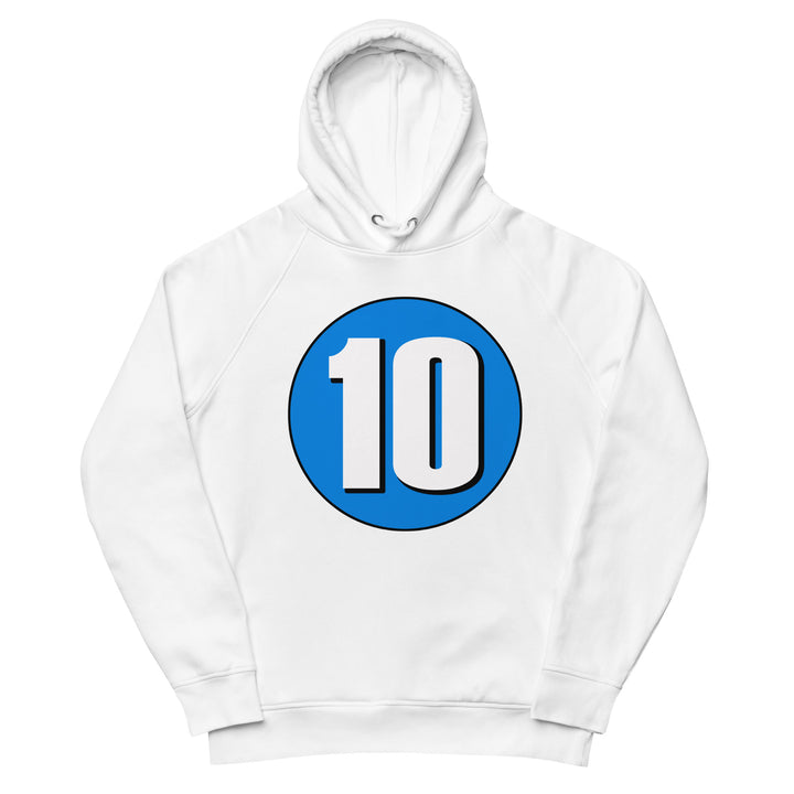 Unisex pullover hoodie: White on Blue 10