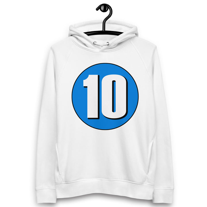 Unisex pullover hoodie: White on Blue 10