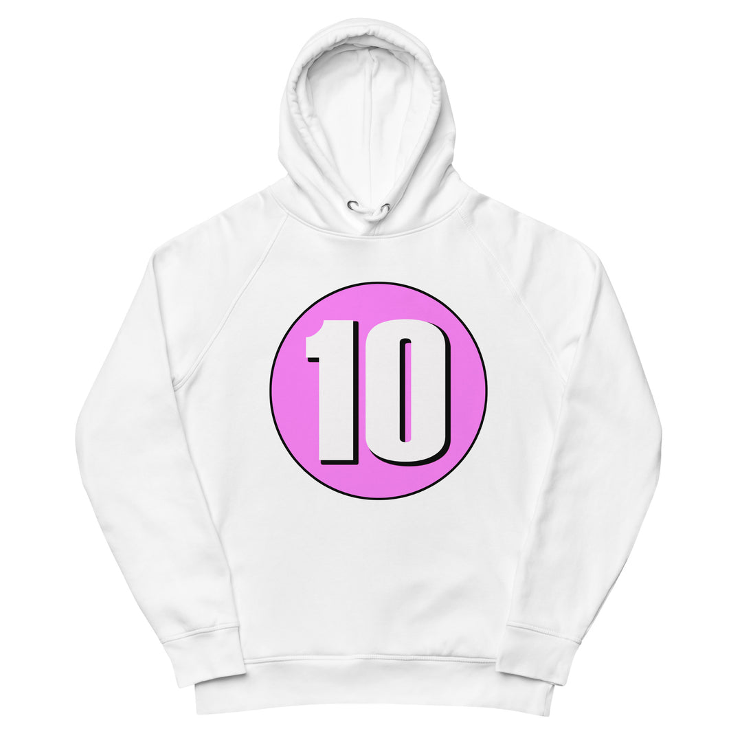 Unisex pullover hoodie: White on Pink 10