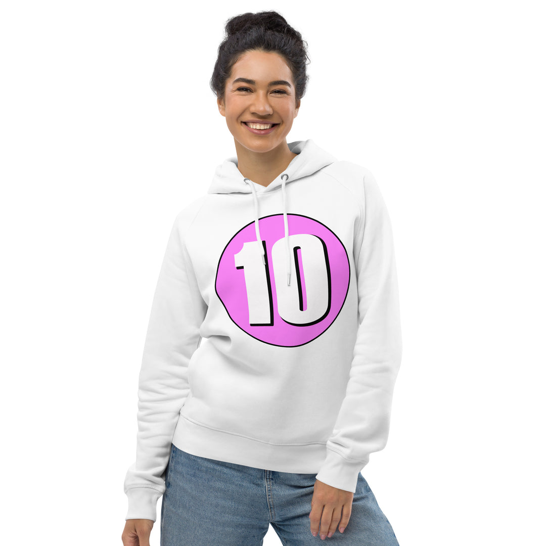 Unisex pullover hoodie: White on Pink 10