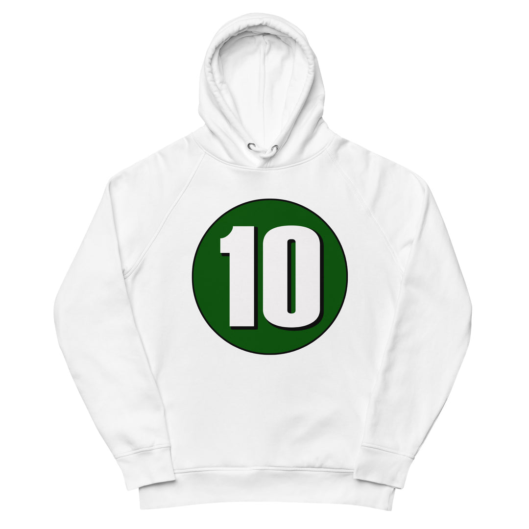 Unisex pullover hoodie: White on Hunter Green 10