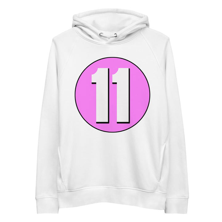 Unisex pullover hoodie: White on Pink 11