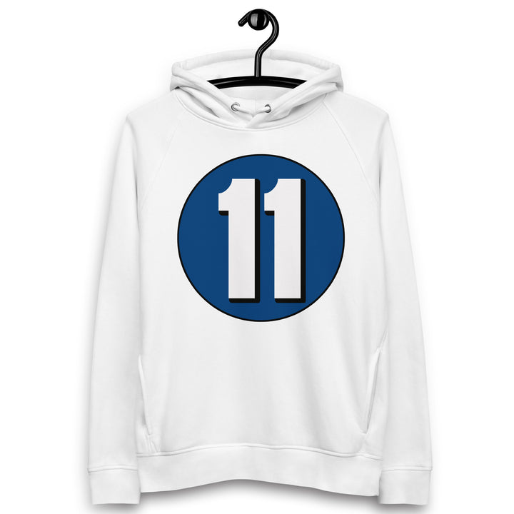 Unisex pullover hoodie: White on Navy Blue 11