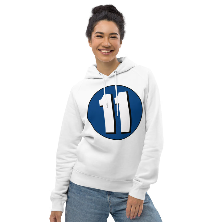 Unisex pullover hoodie: White on Navy Blue 11